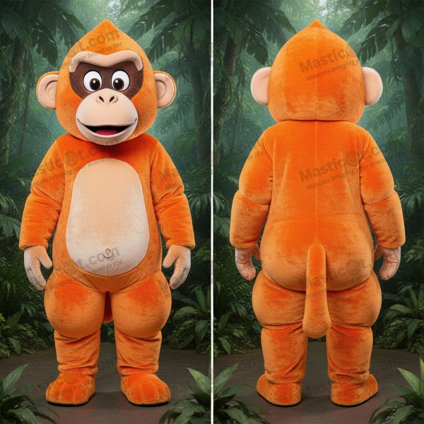 Orange fluffy baboon mascot - Masticot.com