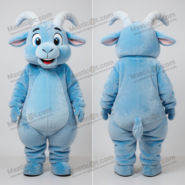 Sky Blue Fleece Cartoon Goat Mascot - Masticot.com