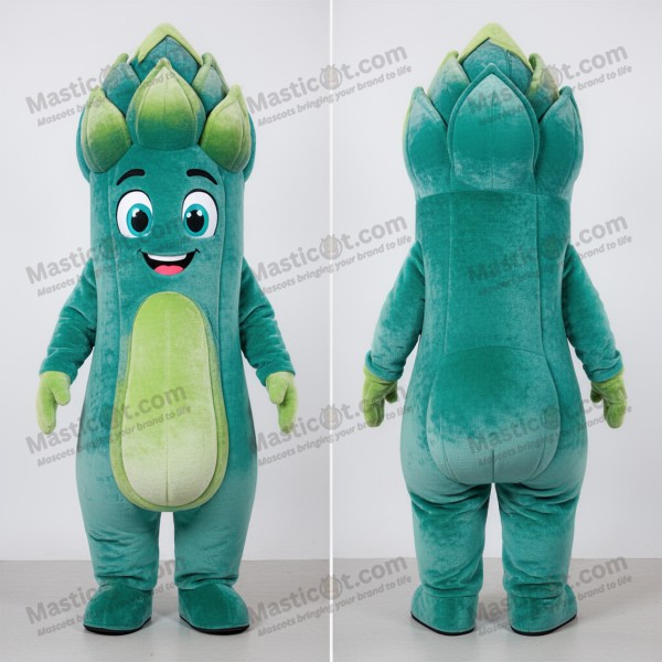 Teal Velvety Asparagus Mascot - Masticot.com