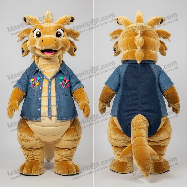 Golden Plush Cartoon Hydra Mascot - Masticot.com