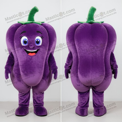 Violetter Plüsch-Paprika-Maskottchen - Masticot.com