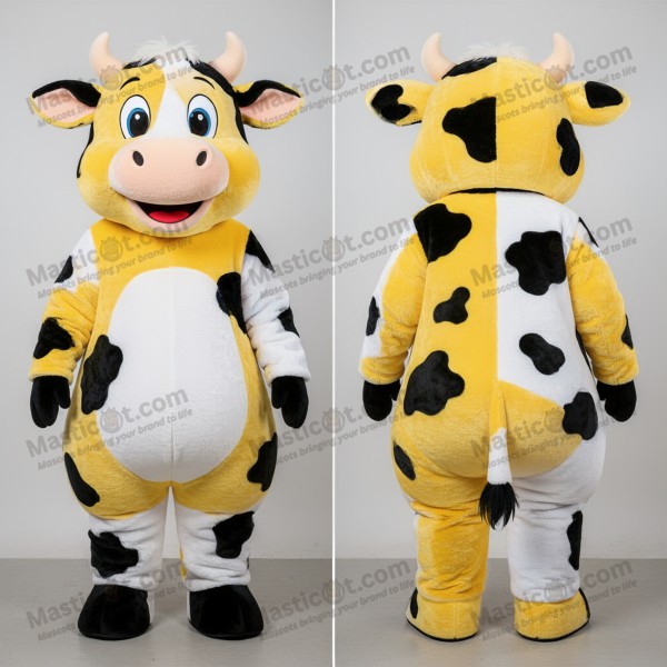 Creamy white spotted holstein cow mascot - Masticot.com