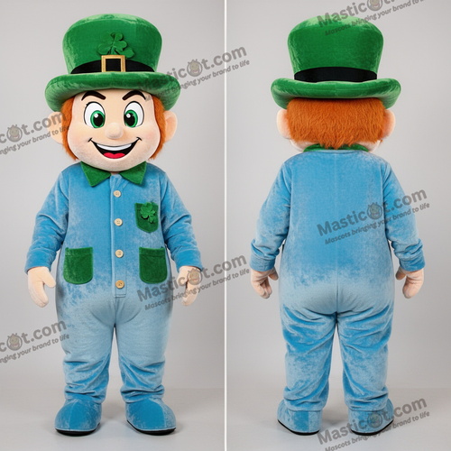 Lyseblå leprechaun-hatt maskot - Leprechaunhatt - MASTICOT_38392 - Masticot.com