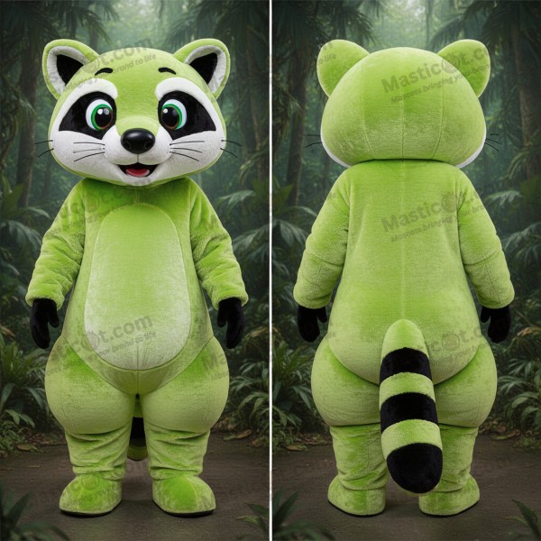 Lime Green Smiling Civet Mascot - Masticot.com