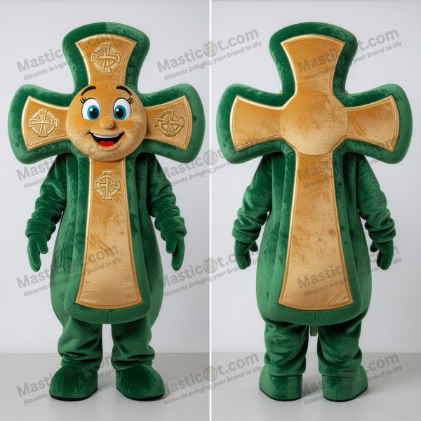 Smaragdově zelený sametový keltský kříž – maskot -