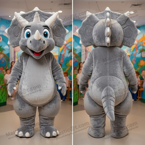 Mascotă Pluș Triceratops Gri Moale - Masticot.com