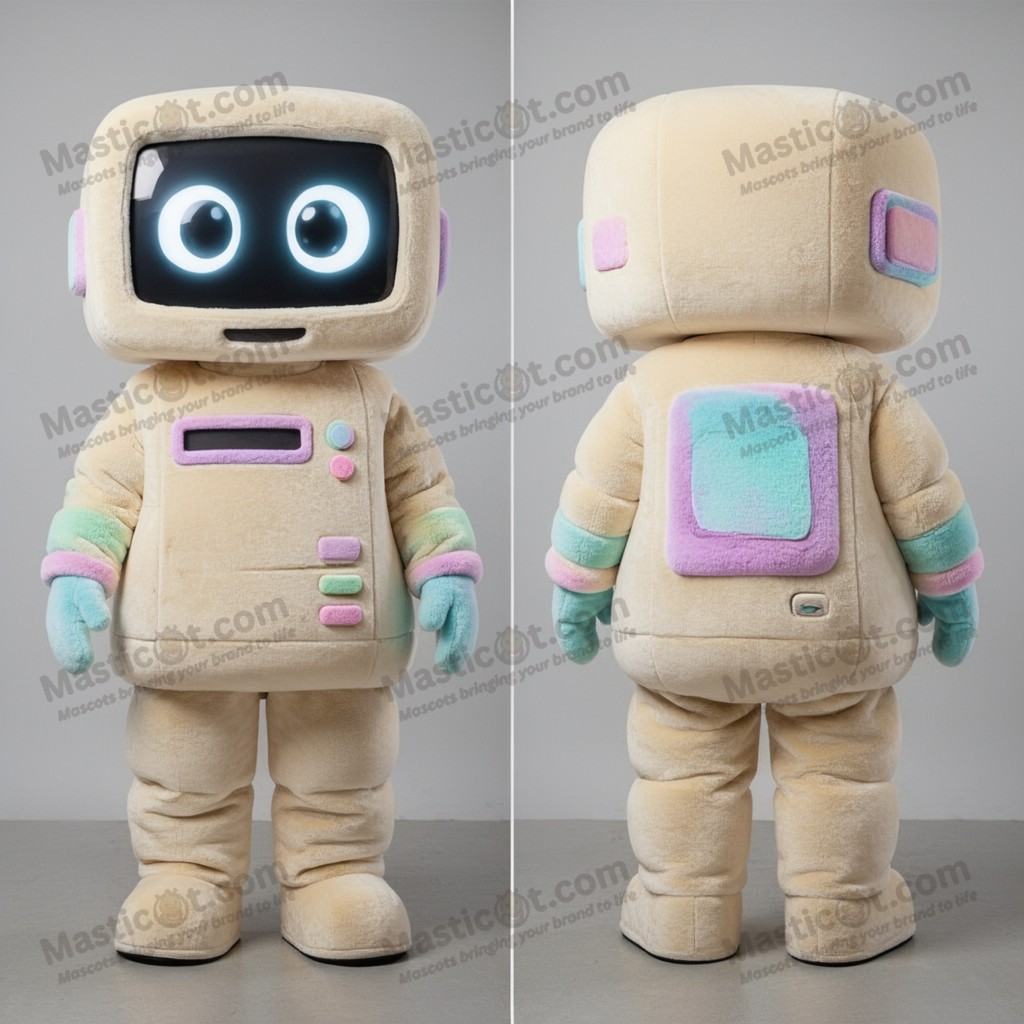 Cream Beige Glowing Screen Computer Mascot - Masticot.com