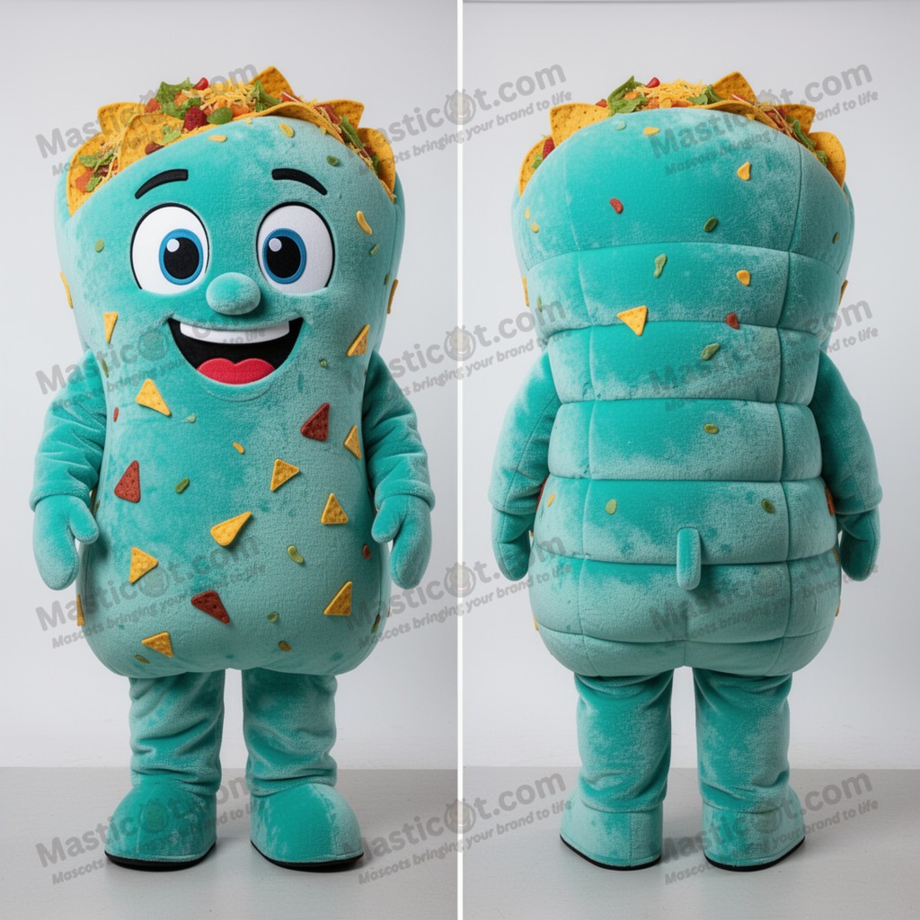 Turquoise Cartoon Nachos Mascot - Nachos - MASTICOT_354 - Masticot.com