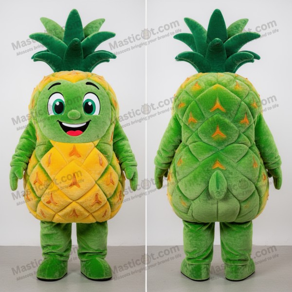 Velvety Green Cartoon Pineapple Mascot - Masticot.com
