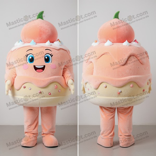 Mascotte de gâteau de mariage en velours pêche -