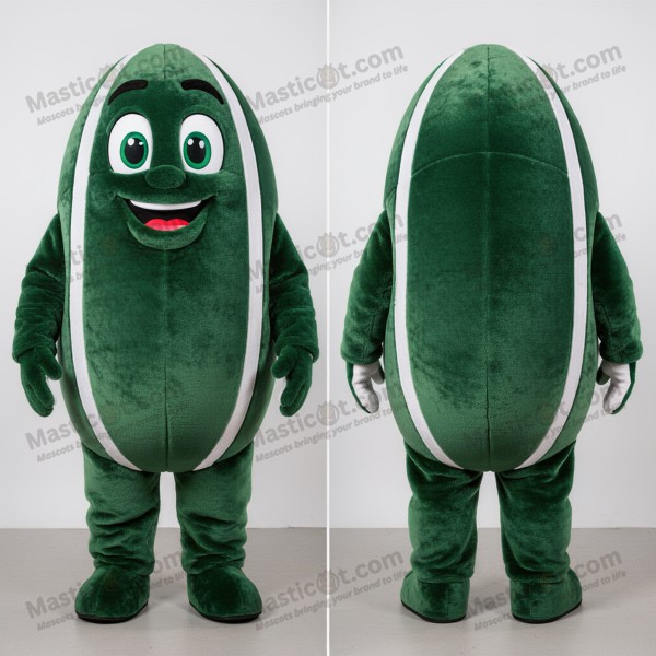 Emerald green rounded rugby ball mascot - Masticot.com
