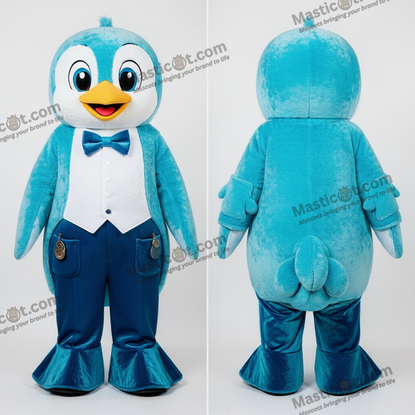 Cyaan Cartoon Pinguïn Mascotte - Pinguïn - MASTICOT_38986 - Masticot.com