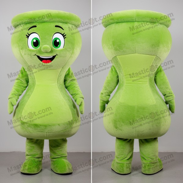 Lime green rounded hourglass mascot - Masticot.com