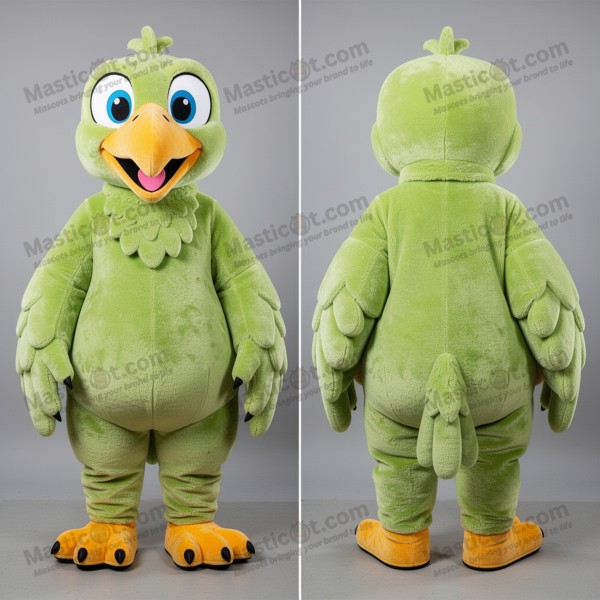 Limegrønn Vulture-maskot i tegneseriestil - Masticot.com