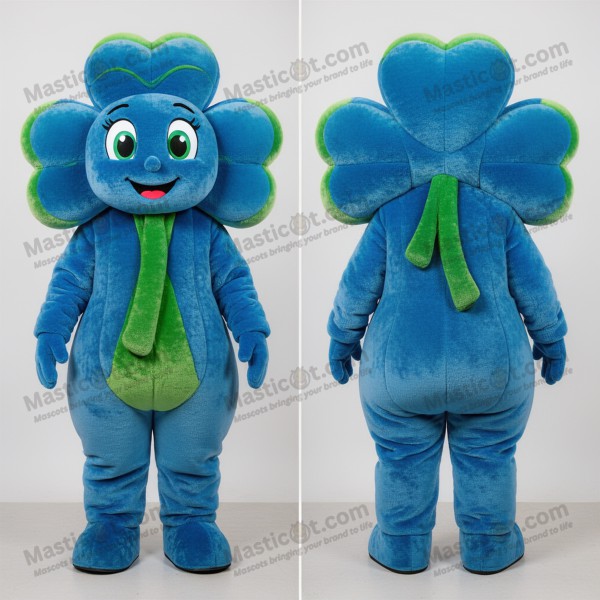 Emerald green cheerful bunch of shamrocks mascot -
