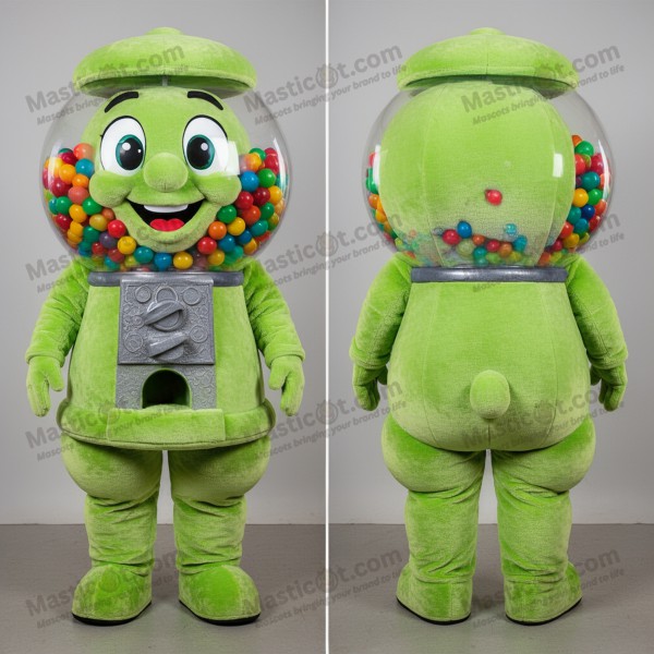 Lime Green Cartoon Gumball Machine Mascot - Masticot.com