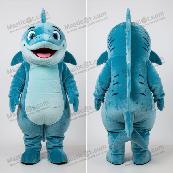 Cyan Cartoon Barracuda Mascot - Masticot.com