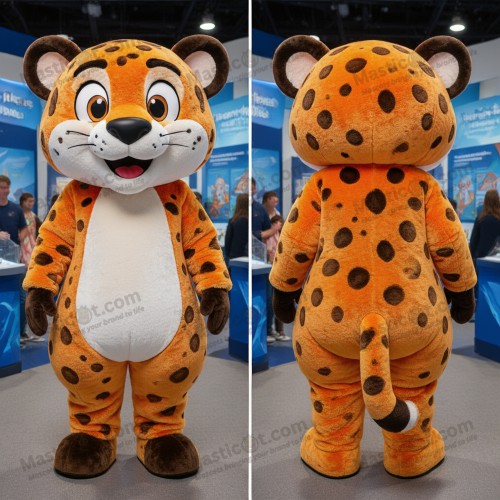 Rust Colored Plush Cheetah Mascot with Glowing Features -