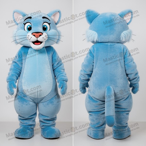 Sky blue velvety mountain lion mascot - Masticot.com
