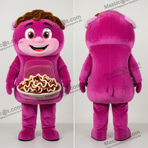 Magenta hearty beef stroganoff mascot - Beef Stroganoff - MASTICOT_39538 - Masticot.com