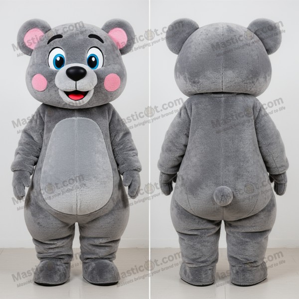 Gray rounded features bear mascot - Masticot.com