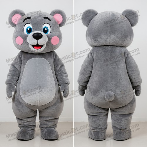 Gray rounded features bear mascot - Masticot.com