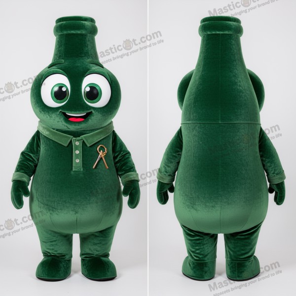 Myk grønn rund melkeflaske-maskot - Flaske med melk - MASTICOT_39656 - Masticot.com