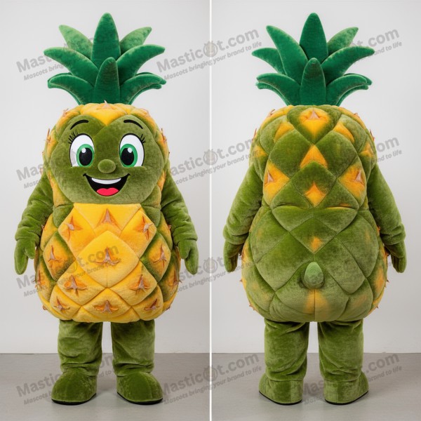 Olive green velvety pineapple mascot - Masticot.com