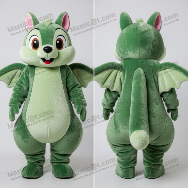 Emerald green broad winged flying squirrel mascot -