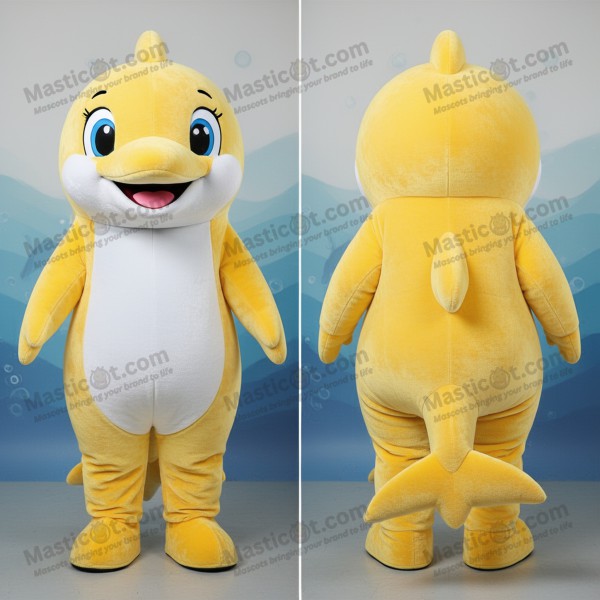 Velvet yellow playful dolphin mascot - Masticot.com