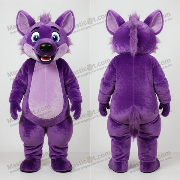Fløyelslilla lekende hyene maskot - Masticot.com