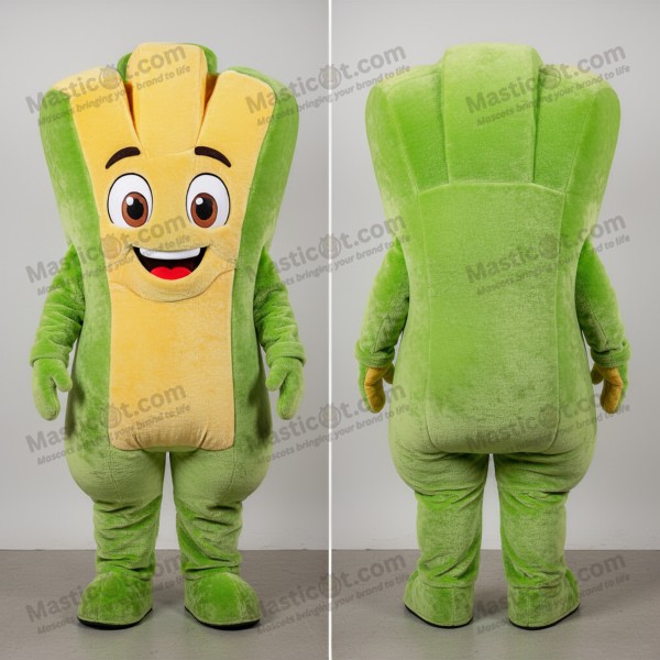 Lime green cheerful french fries mascot - Masticot.com