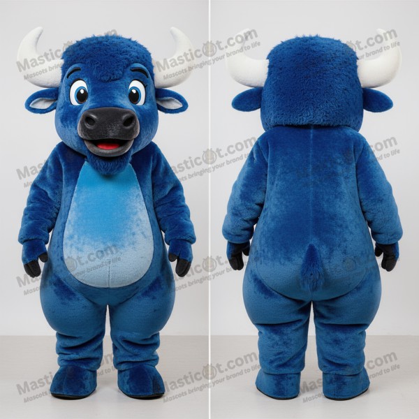 Indigo blue velvety bison mascot - Masticot.com