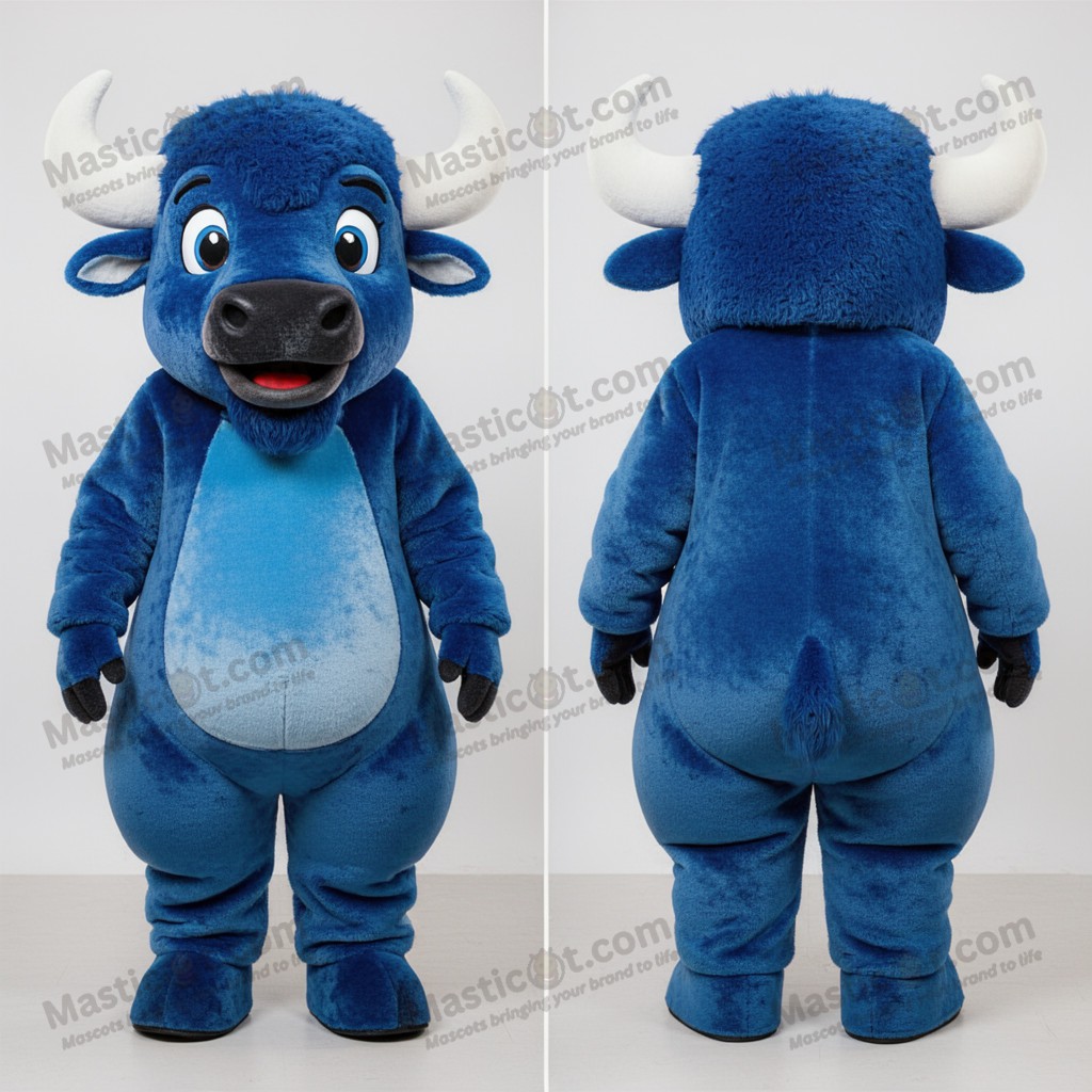 Indigo blue velvety bison mascot - Masticot.com