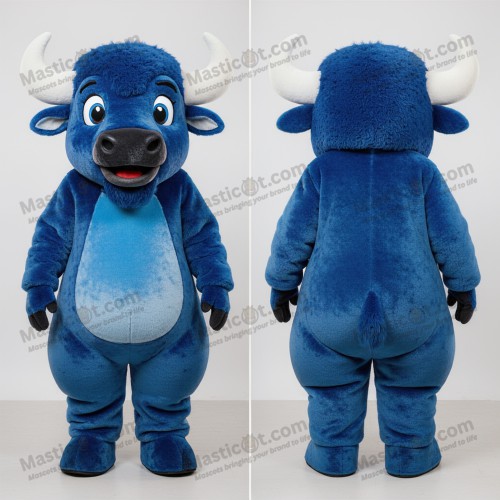 Indigo blue velvety bison mascot - Masticot.com