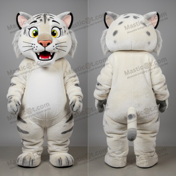 Snowy white playful smilodon mascot - Masticot.com
