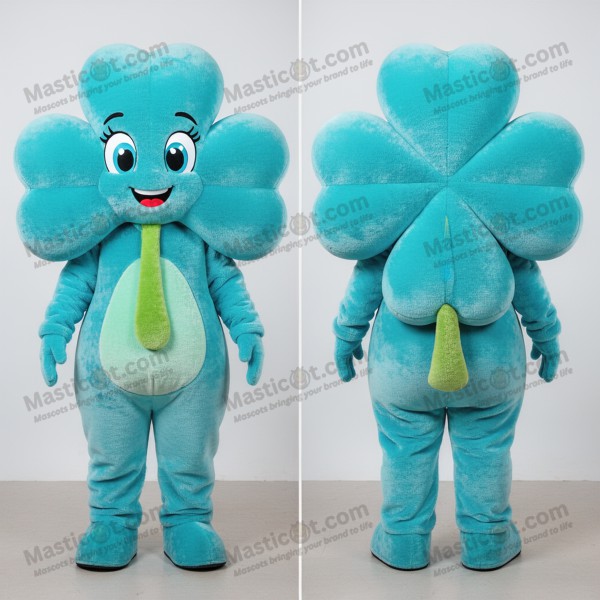 Modrý kulatý čtyřlístek maskot - Masticot.com