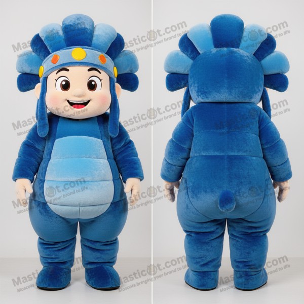 Velvet blue broad shouldered chief mascot - Masticot.com