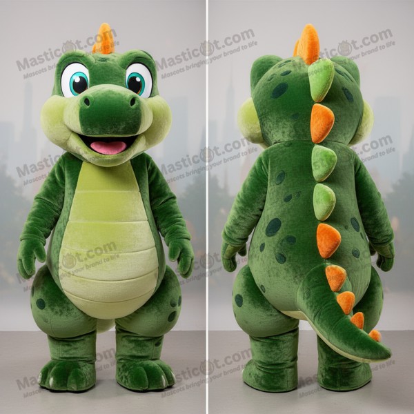 Olive Green Cartoon Stegosaurus Mascot - Masticot.com