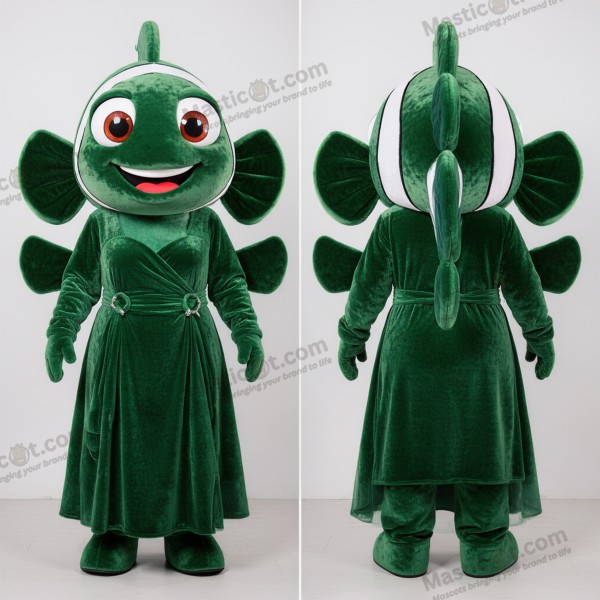 Smaragdgroene clownvis mascotte met brede schouders - Clownvis - MASTICOT_39926 - Masticot.com