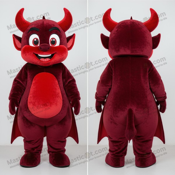 Maroon Plush Cartoon Devil Mascot - Masticot.com
