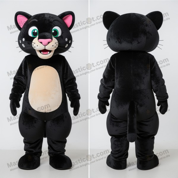 Velvety Black Cartoon Puma Mascot - Masticot.com