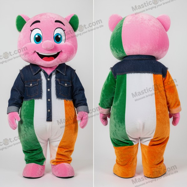 Pink green orange irish flag mascot - Irish Flag - MASTICOT_40219 - Masticot.com