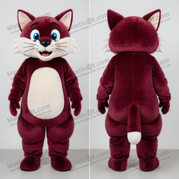 Maroon Cartoon Bobcat Mascot - Masticot.com