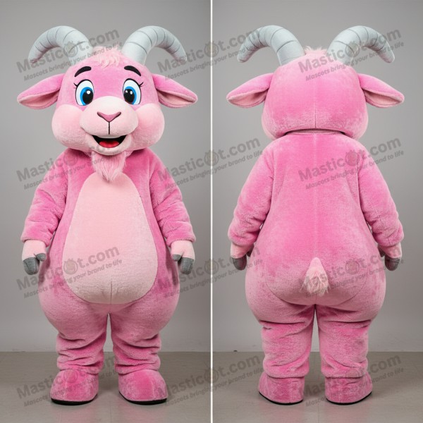 Pink Velveteen Googly-Eyed Goat Mascot - Masticot.com