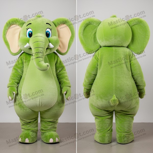 Lime green rounded elephant mascot - Masticot.com