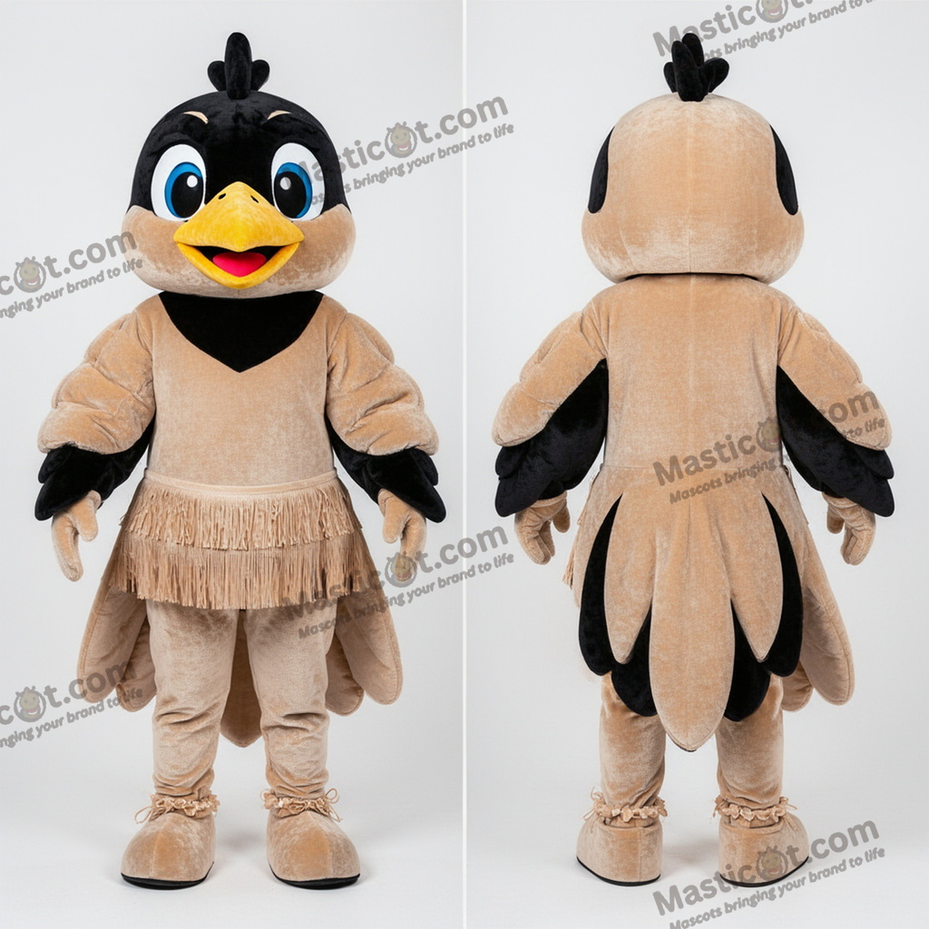 Mascarote de Melro Bege com Plumas - Melro - MASTICOT_40311 - Masticot.com