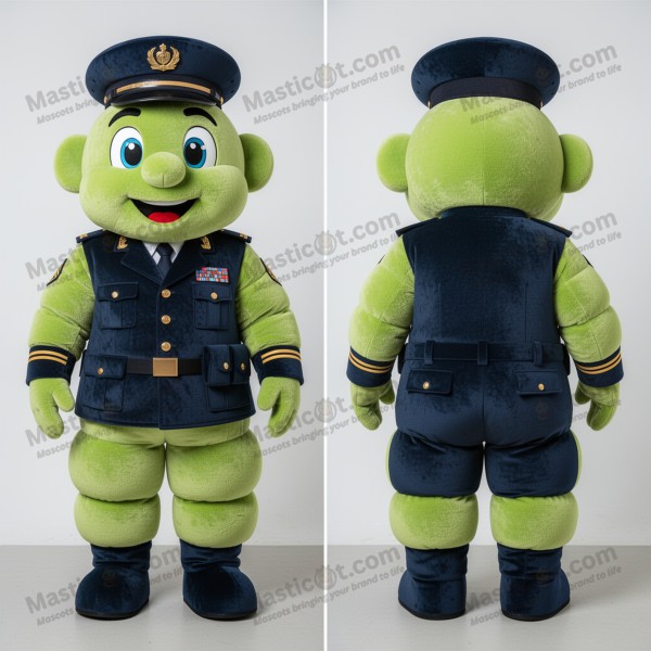 Mascotă Soldat Marinărie Verde Lămâie cu Desen Animăţău -