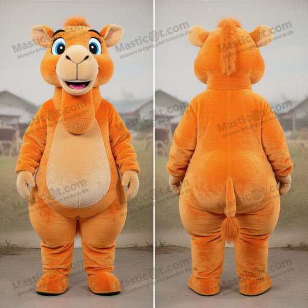 Velvety orange cheerful camel mascot - Masticot.com