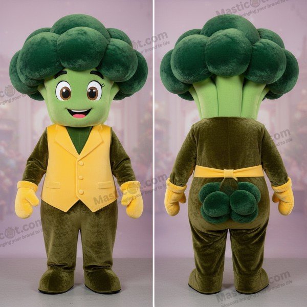 Mascotte di Broccoli in Velluto Verde Oliva - Broccoli - MASTICOT_40393 - Masticot.com